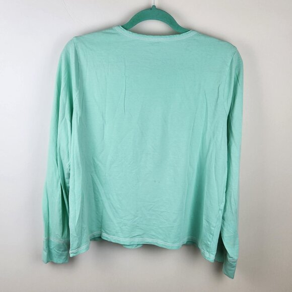 J. Crew Factory Soft Cotton Jersey Weekends Pajama Shirt Turquoise Blue sz L - Picture 2 of 9